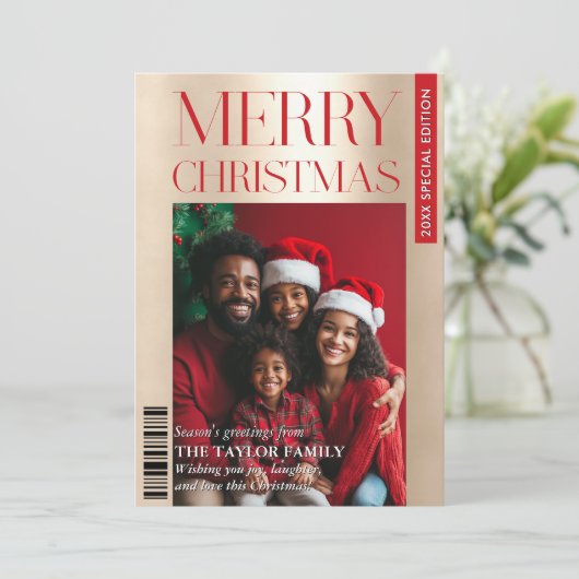 おもしろいトレンディー誌カバーファミリーフォトハイライト 招待状 (スタンド正面)