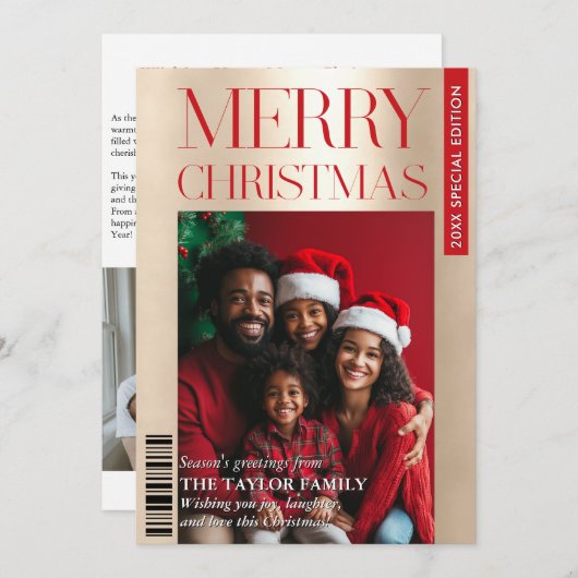 おもしろいトレンディー誌カバーファミリーフォトハイライト 招待状 (正面/裏面)