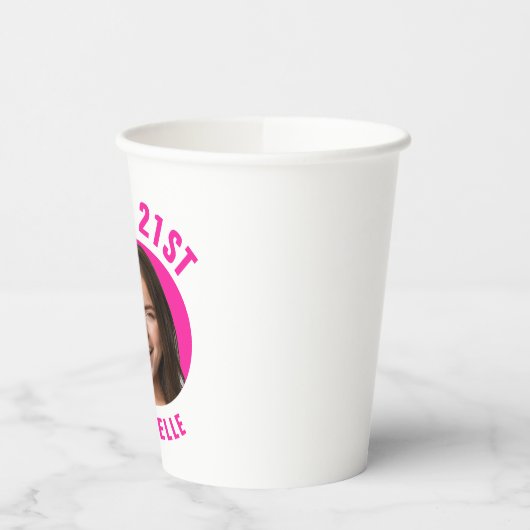 おもしろいトレンディー21歳カスタム文字写真 紙コップ (左)