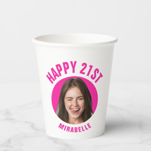 おもしろいトレンディー21歳カスタム文字写真 紙コップ (正面)