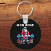 おもしろいトレーニングリフティングクリスマスサンタスクアットジムボー キーホルダー (正面)