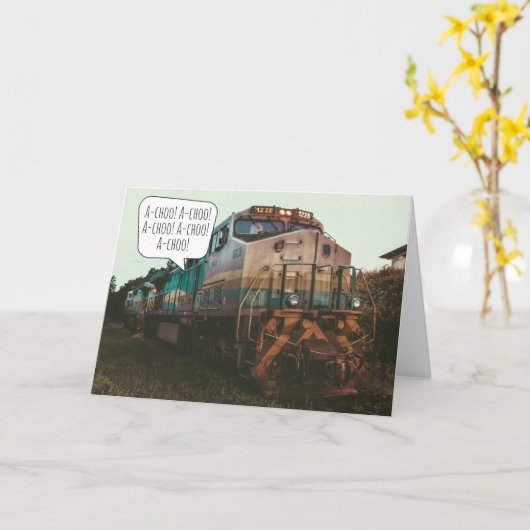 おもしろいトレーン好きチャタヌーガA-くしゃみが上手く カード (黄色い花)