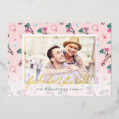 おもしろいトロピカルクリスマスファラレッツ転が写真 箔シーズンカード (正面)