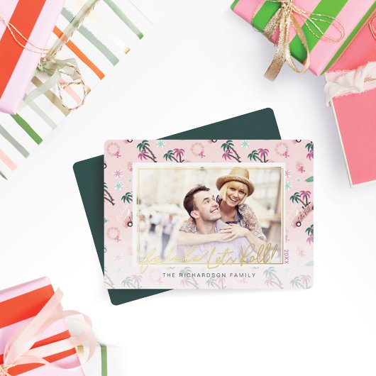 おもしろいトロピカルクリスマスファラレッツ転が写真 箔シーズンカード