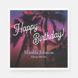 おもしろいトロピカルサンセットルアウ（ハワイ式宴会）バースデーパーティー スタンダードランチョンナプキン