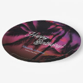 おもしろいトロピカルサンセットルアウ（ハワイ式宴会）バースデーパーティー ペーパープレート (アングル)