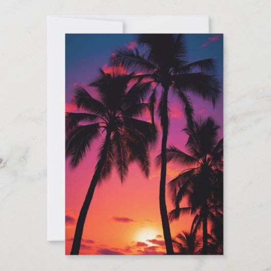 おもしろいトロピカルサンセットルアウ（ハワイ式宴会）パーティー60thバースデーパーティー 招待状