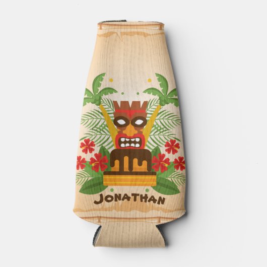 おもしろいトロピカルティキアイドルヴィンテージハワイアンビーチルアウ(ハワイ式宴会) ボトルクーラー (正面)