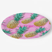 おもしろいトロピカルパイナップル&ピンクマーブルシックパーティー ペーパープレート (アングル)
