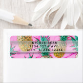 おもしろいトロピカルパイナップル&ピンクマーブルシックパーティー ラベル (インサイチュ)