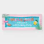 おもしろいトロピカルピンクプール誕生日パーティーへようこそ 横断幕 (横)