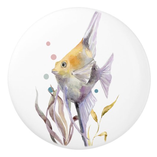 おもしろいトロピカルフィッシュバケーションビーチハウス セラミックノブ (正面)