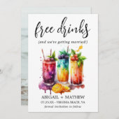 おもしろいトロピカルフルーツカクテル飲料写真ウェディング セーブザデート (正面/裏面)