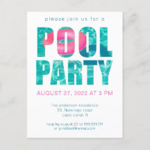 おもしろいトロピカルプールパーティの招待状