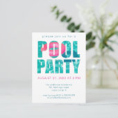 おもしろいトロピカルプールパーティの招待状 ポストカード (スタンド正面)
