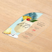 おもしろいトロピナコラダカクテルバースデーパーティー アクリル招待状 (レイダウン)