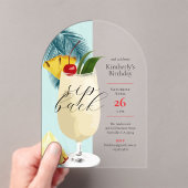 おもしろいトロピナコラダカクテルバースデーパーティー アクリル招待状 (インサイチュ (ポータブル))