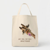 おもしろいトートバッグとよくはしゃぐキリン – カスタム文字 トートバッグ (正面)