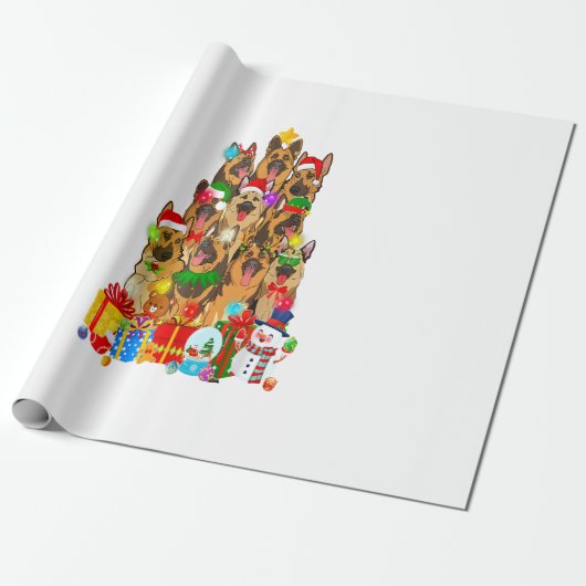おもしろいドイツの羊飼いクリスマスツリーライトギフト ラッピングペーパー (アンロールド)