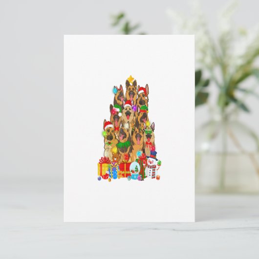 おもしろいドイツの羊飼いクリスマスツリーライトギフト 出欠カード (スタンド正面)