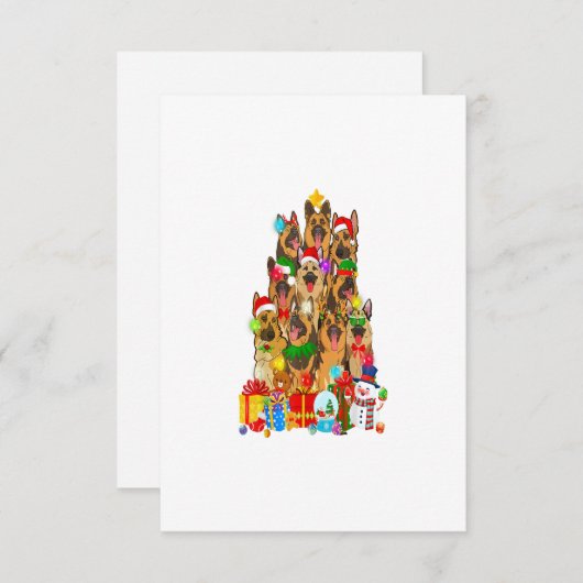 おもしろいドイツの羊飼いクリスマスツリーライトギフト 出欠カード (正面/裏面)