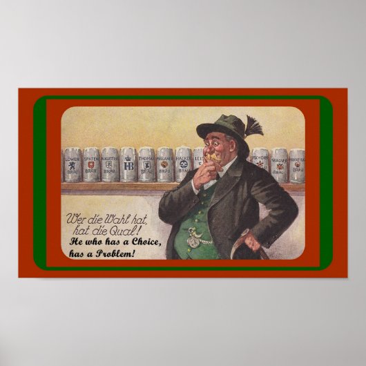 おもしろいドイツ語の諺～ジレンマ？ビールの看板 – ポスター (正面)