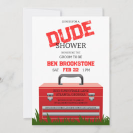 おもしろいドゥデグルームツールボックスウェディングシャワー招待状 招待状