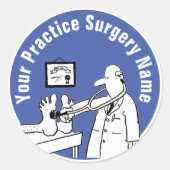 おもしろいドクターと聴診器クラシックラウンドステッカー ラウンドシール (正面)