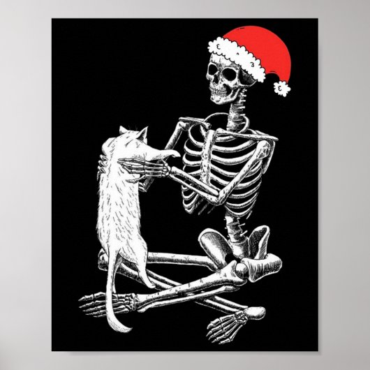 おもしろいドクロ猫のクリスマス ポスター (正面)