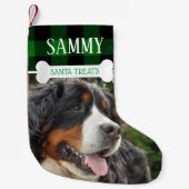おもしろいドッグの写真パーソナライズされた名 スモールクリスマスストッキング (正面)