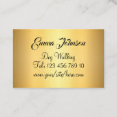 おもしろいドッグウォーカーペットシッター金ゴールドポー 名刺 (裏面)