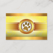 おもしろいドッグウォーカーペットシッター金ゴールドポー 名刺 (正面)