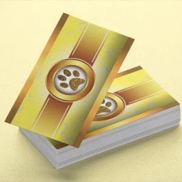 おもしろいドッグウォーカーペットシッター金ゴールドポー 名刺