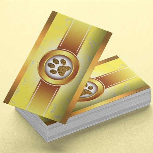 おもしろいドッグウォーカーペットシッター金ゴールドポー 名刺