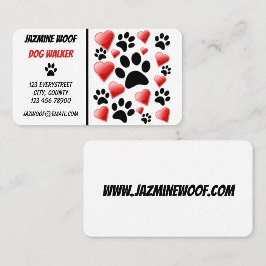 おもしろいドッグウォーカーペット 名刺 (正面/裏面)