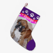 おもしろいドッグクリスマスストッキング-パーソナライズされた写真 スモールクリスマスストッキング (正面 (吊り時))