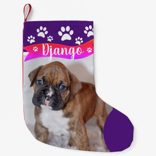 おもしろいドッグクリスマスストッキング-パーソナライズされた写真 スモールクリスマスストッキング (正面)
