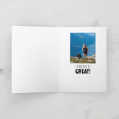 おもしろいドッグパパ考え誕生日バブルフォトブルー カード (内部)