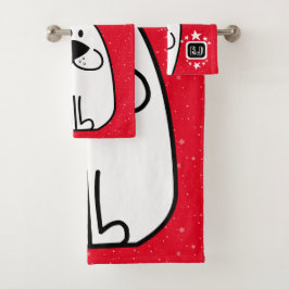 おもしろいドッグパーソナライズされたモノグラムデザイン バスタオルセット