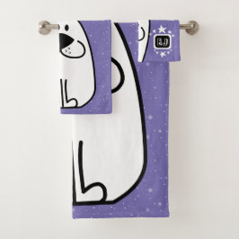 おもしろいドッグパーソナライズされたモノグラムデザイン バスタオルセット