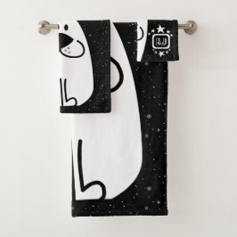 おもしろいドッグパーソナライズされたモノグラムデザイン バスタオルセット