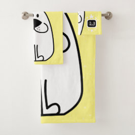 おもしろいドッグパーソナライズされたモノグラムデザイン バスタオルセット