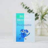 おもしろいドッグブルースケッチハッピーバースデーキッズ ポストカード (スタンド正面)