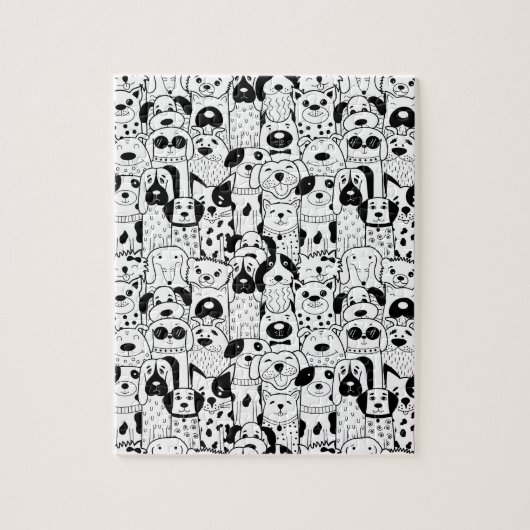 おもしろいドッグペットアニマル漫画スケッチアート ジグソーパズル (縦)