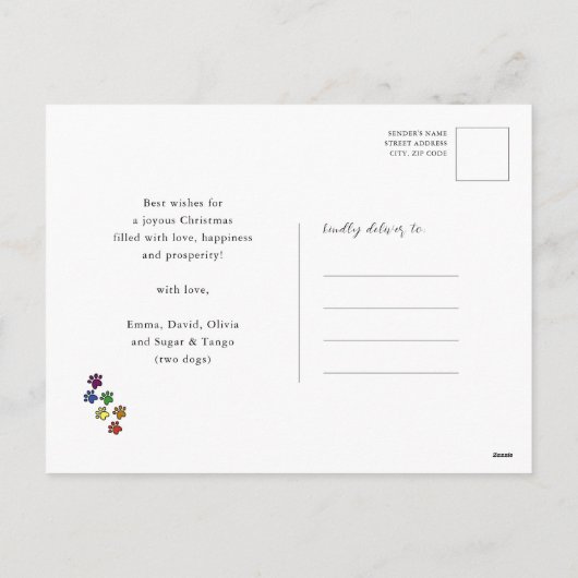 おもしろいドッグポースクリプトJOY モダン シーズンポストカード (裏面)