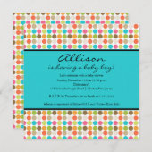 おもしろいドッツターコイズの女の子または男の子のシャワー 招待状 (正面/裏面)