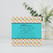 おもしろいドッツターコイズの女の子または男の子のシャワー 招待状 (スタンド正面)
