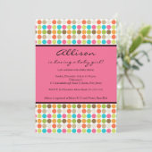 おもしろいドッツピンクベビーガールシャワー 招待状 (スタンド正面)
