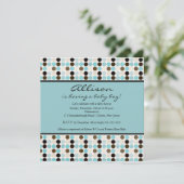 おもしろいドッツブルー&ブラウンボーイベビーシャワー 招待状 (スタンド正面)