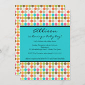 おもしろいドットターコイズのベビーガールまたはボーイシャワー 招待状 (正面/裏面)